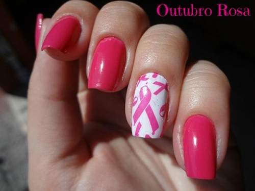 Outubro Rosa - inspiração para unhas decoradas