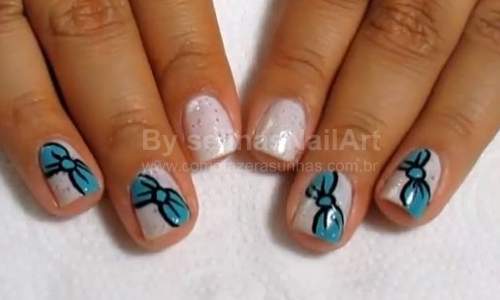 Unhas decoradas com lacinhos - passo a passo - 20