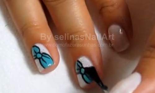 Unhas com lacinhos - passo a passo - 21