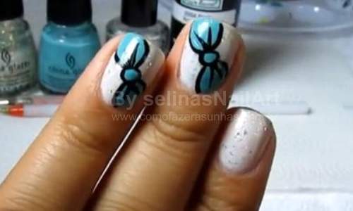 Unhas decoradas com lacinhos - passo a passo - 22