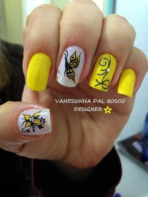 Unhas Decoradas com Borboletas - 08