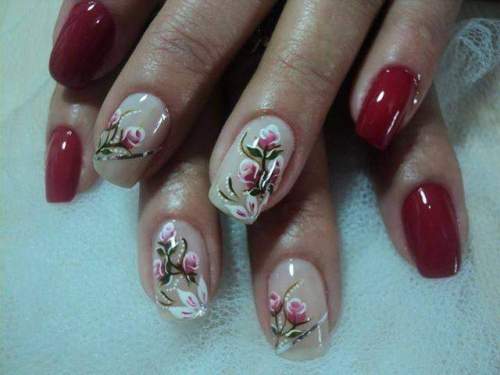 unhas decoradas com rosas - 06
