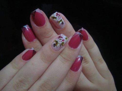 unhas decoradas com rosas - 22