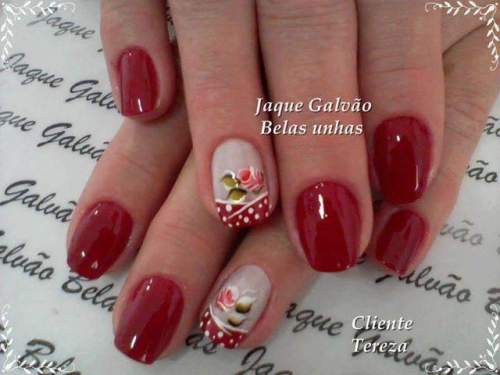 unhas decoradas com rosas - 23