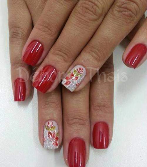 unhas decoradas com rosas - 27