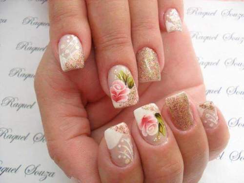 unhas decoradas com rosas - 30